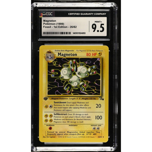 CGC 9.5 MINT+ Magneton 1st Edition 26/64 Pokémon Fossil Non Holo (PSA/BGS) Pop 6