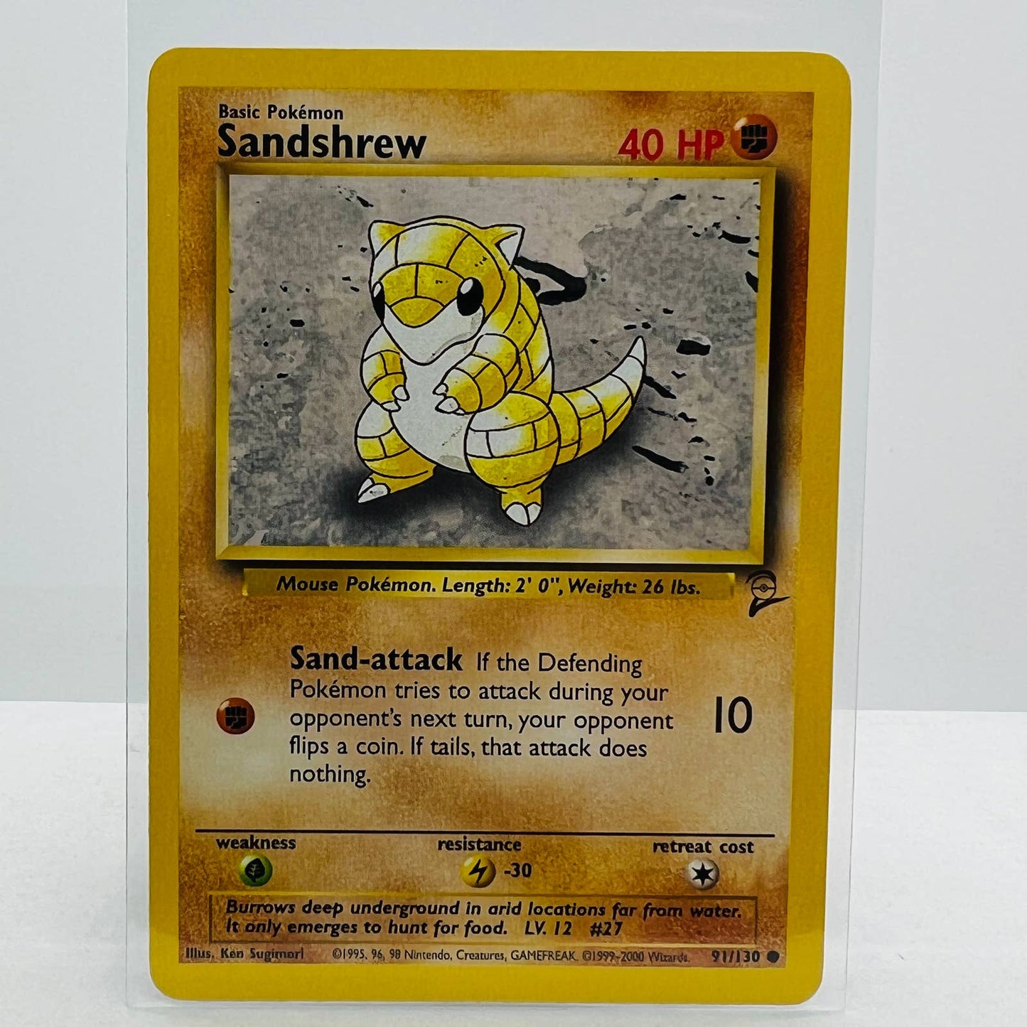 Pokémon Sandshrew 91/130 Base Set 2 Pokemon 2000 WOTC Common Card NM-MT