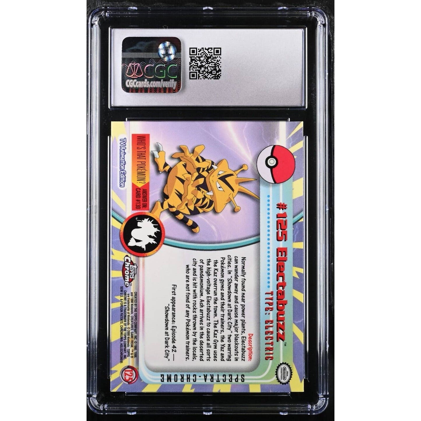 CGC 9 MINT Electabuzz Spectra #125 Pokemon 2000 Topps Chrome Rare (PSA/BGS)