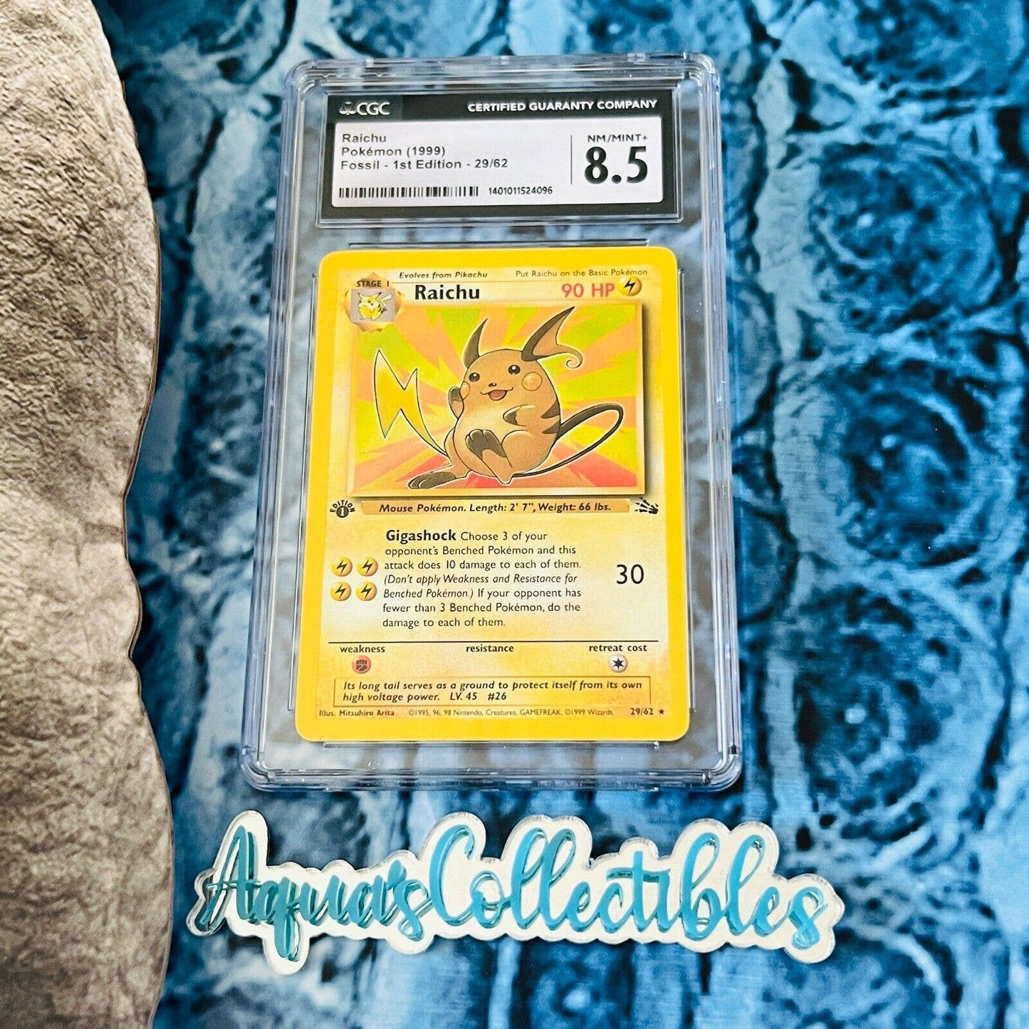 CGC 8.5 MINT+ Raichu 1st Edition 29/64 Pokémon Fossil Non Holo (PSA/BGS)