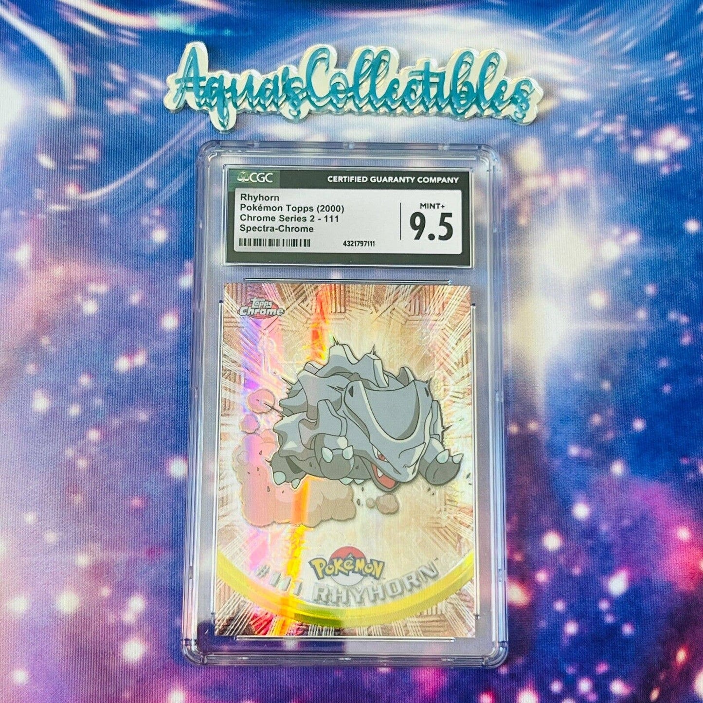 CGC 9.5 MINT+ Rhyhorn Spectra #111 Pokemon 2000 Topps Chrome Rare (PSA/BGS)