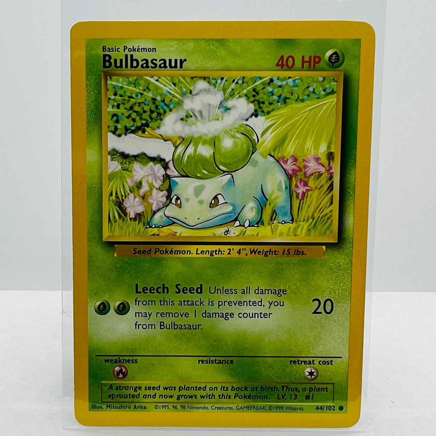 Pokémon Bulbasaur 44/102 Base Set Unlimited Pokemon 1999 WOTC Common Card NM