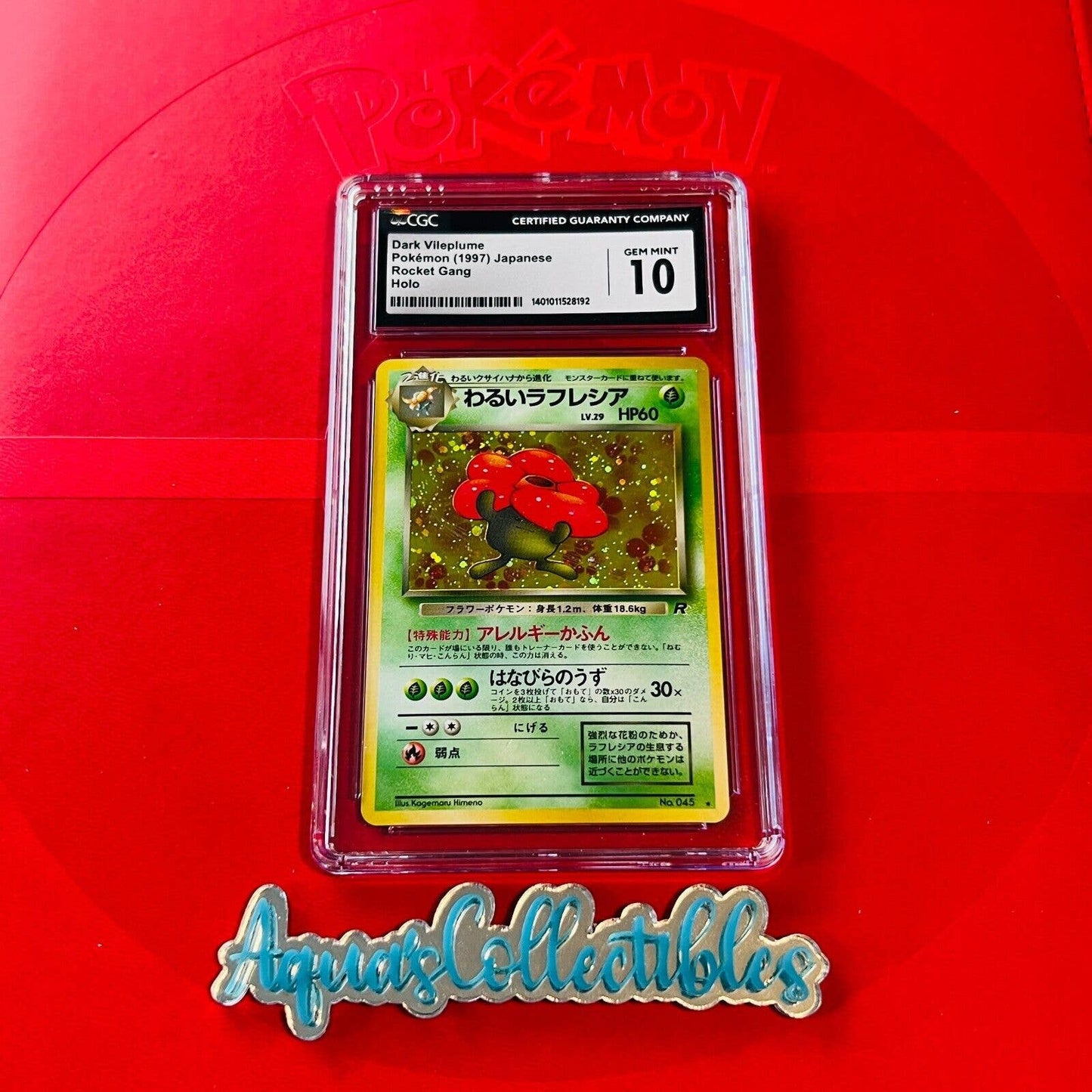 CGC 10 GEM MINT Dark Vileplume 045 Japanese 1997 Pokemon Rocket Gang (PSA/BGS)