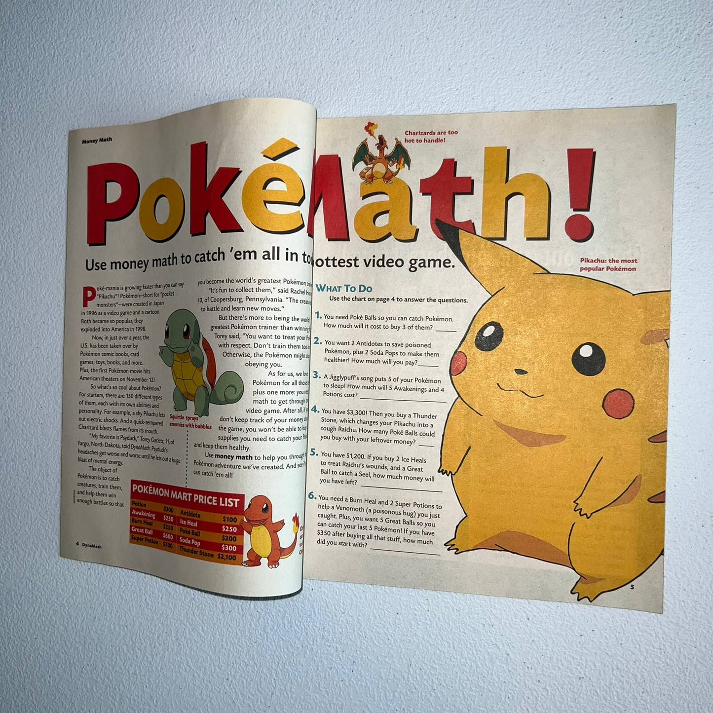 Pokémon Scholastic DynaMath Vintage 1999 Advertisement Magazine Vol 18 No. 3 NM