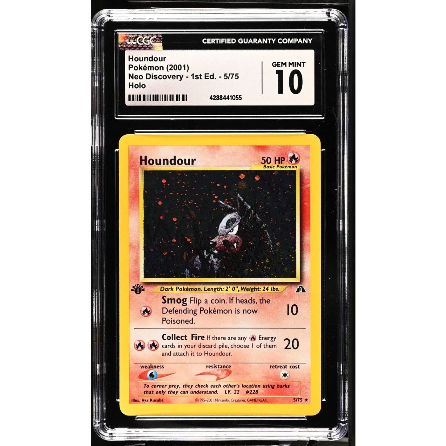 CGC 10 GEM MINT Houndour 1st Edition 5/75 Neo Discovery Holo (PSA/BGS) Low Pop