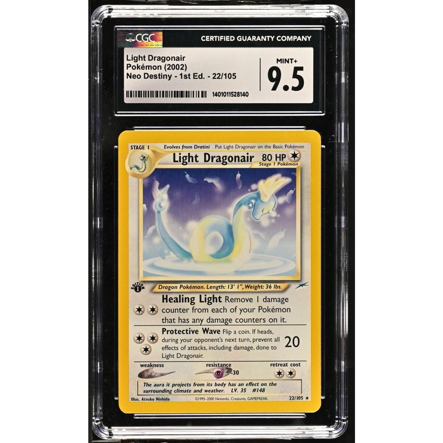 CGC 9.5 MINT+ Light Dragonair 1st Edition 22/105 Pokémon Neo Destiny (PSA/BGS)