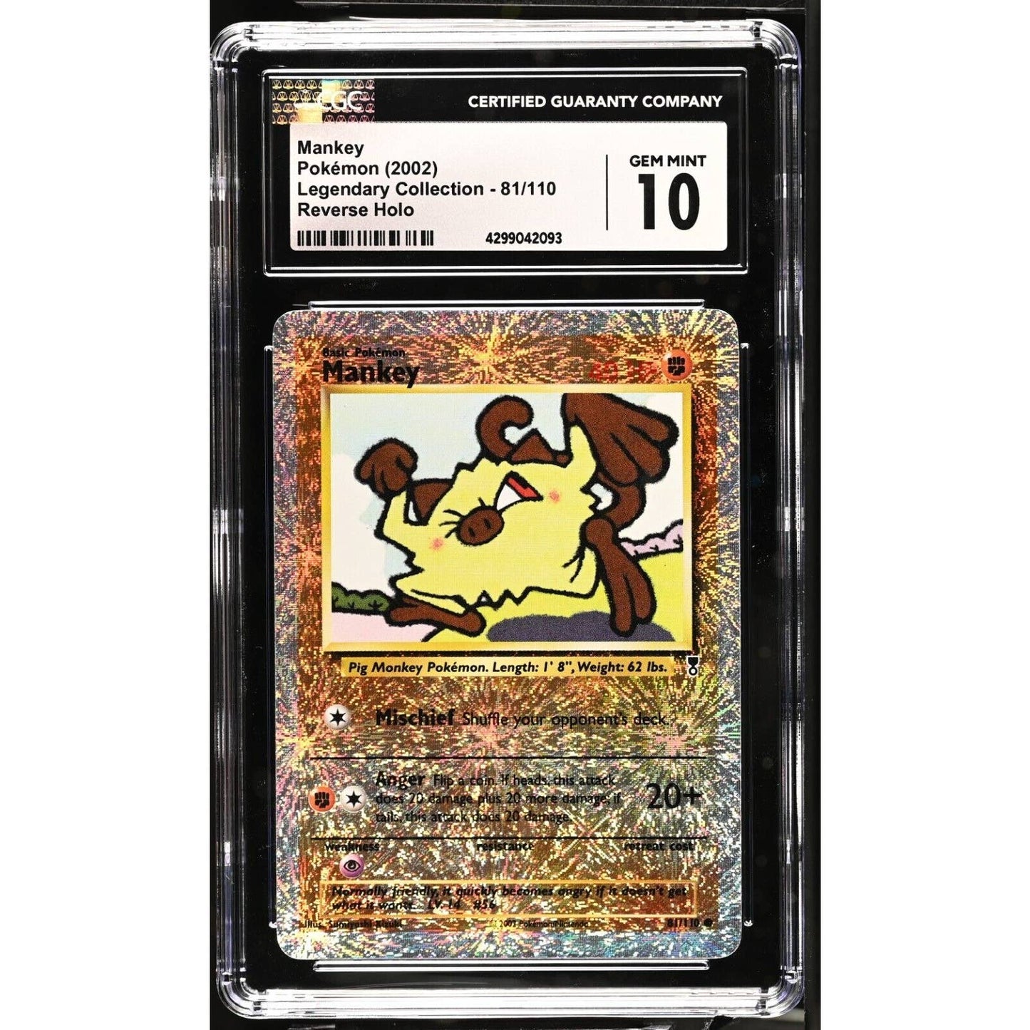 CGC 10 GEM MINT Mankey 81/110 Pokémon Legendary Collection Reverse (PSA/BGS)