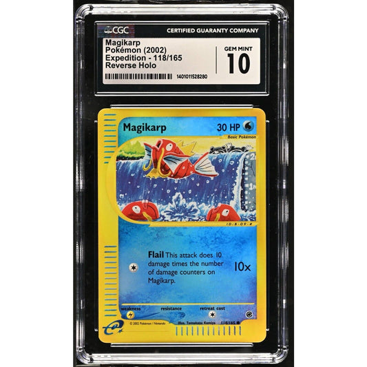 CGC 10 GEM MINT Magikarp 118/165 Pokémon Expedition 2002 Reverse Holo (PSA/BGS)