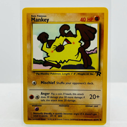 Pokémon Mankey 61/82 Team Rocket 2000 WOTC Unlimited Common Card NM-MT