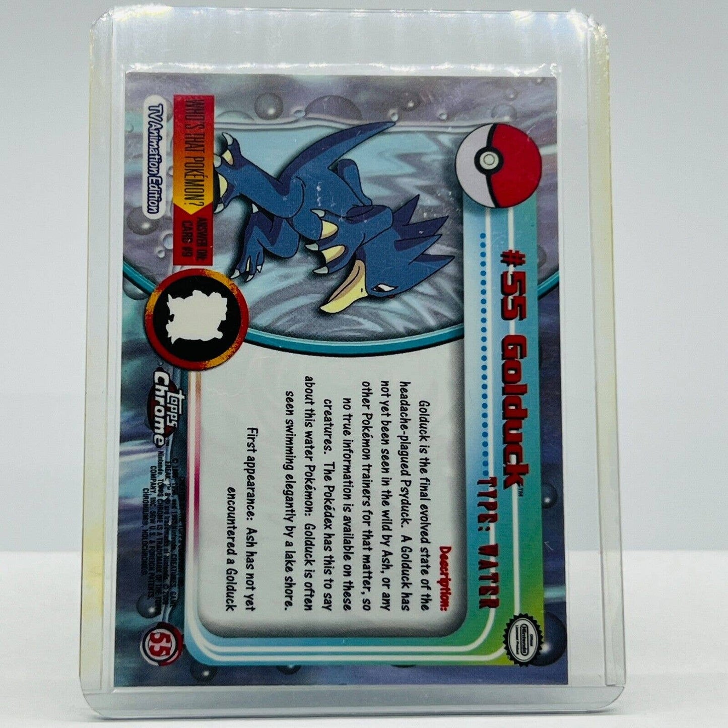 Pokémon Golduck #55 Pokemon 2000 Topps TV Animation Chrome Series 1 Holo Foil