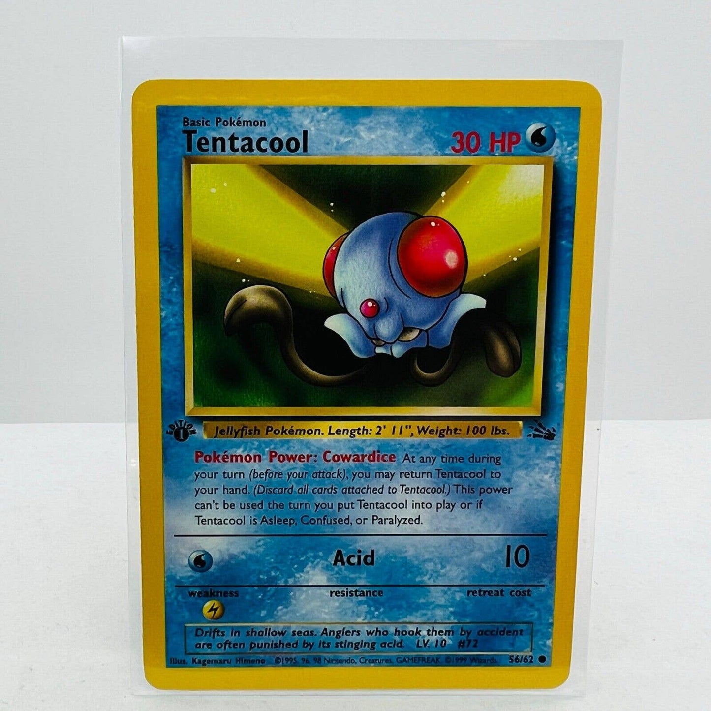 Pokémon Tentacool 1st Edition 56/62 Fossil WOTC 1999 Pokemon Common Card NM-MT