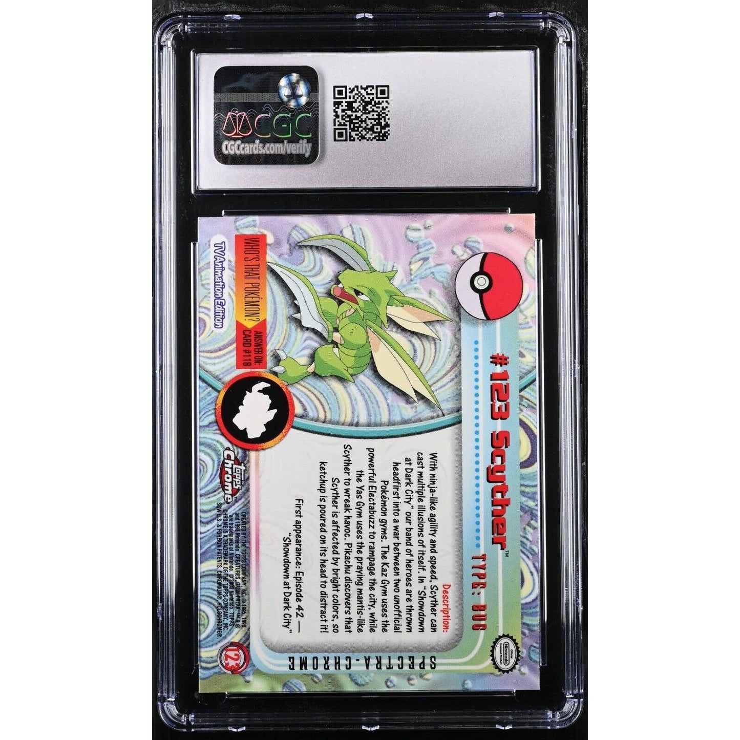 CGC 9 MINT Scyther Spectra #123 Pokemon 2000 Topps Chrome Holo Rare (PSA/BGS)