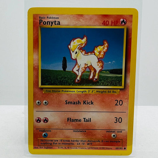 Pokémon Ponyta 60/102 Base Set Unlimited Pokemon 1999 WOTC Common Card NM