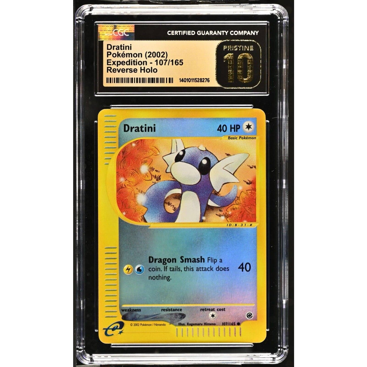 CGC 10 PRISTINE Dratini 107/165 Pokémon Expedition 2002 Reverse Holo (PSA/BGS)