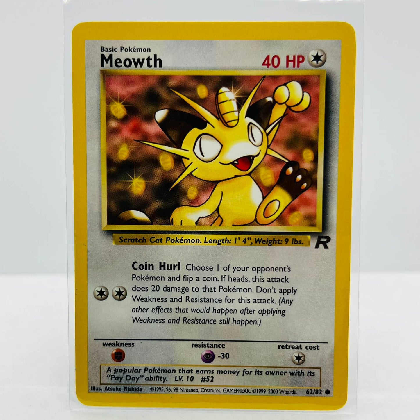 Pokémon Meowth 62/82 Team Rocket 2000 WOTC Unlimited Common Card NM-MT