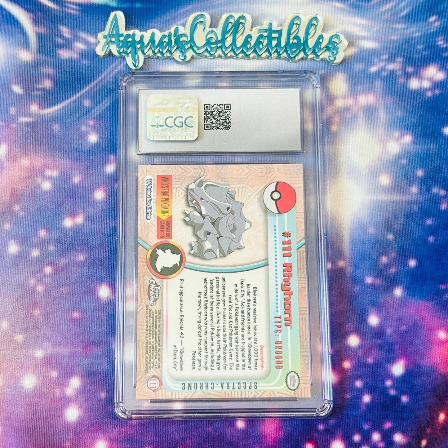 CGC 9.5 MINT+ Rhyhorn Spectra #111 Pokemon 2000 Topps Chrome Rare (PSA/BGS)